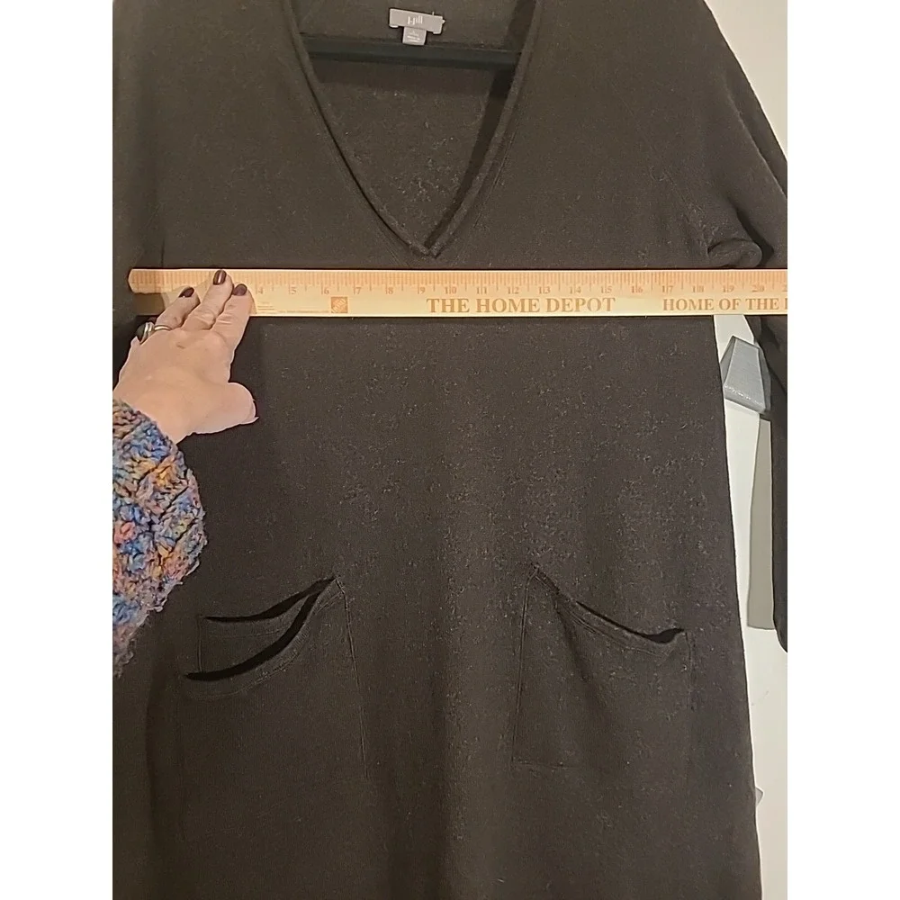J Jill Tunic Sweater Wool Cashmere Long Sleeve V-neck Brown Front Pockets Lg Pet - Picture 8 of 16